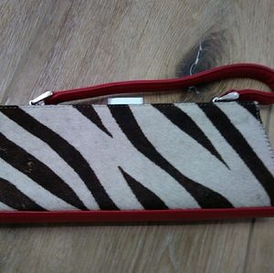 Adrienne Vittadini Calf Hide Red Trim Clutch Bag